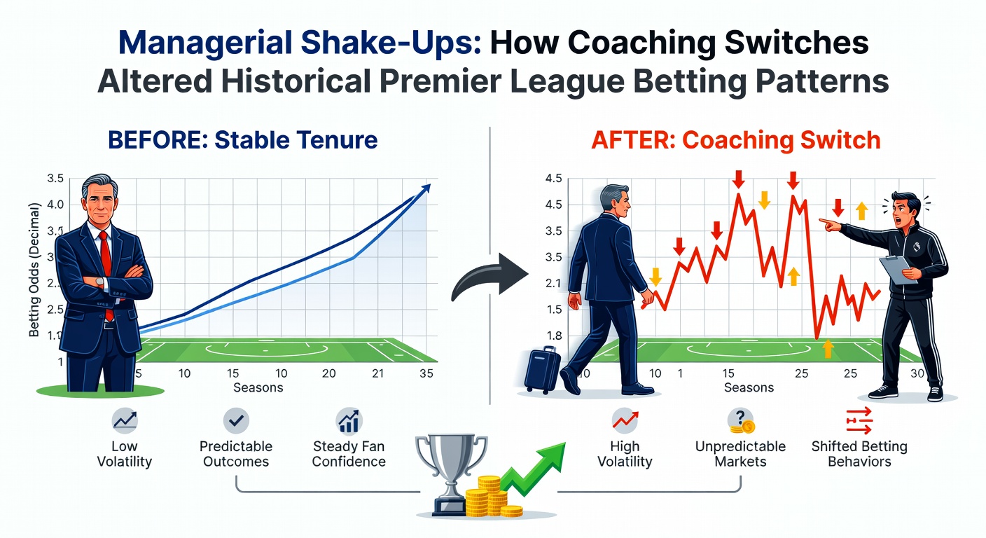 Historical chart showing Premier League odds movements after coaching changes