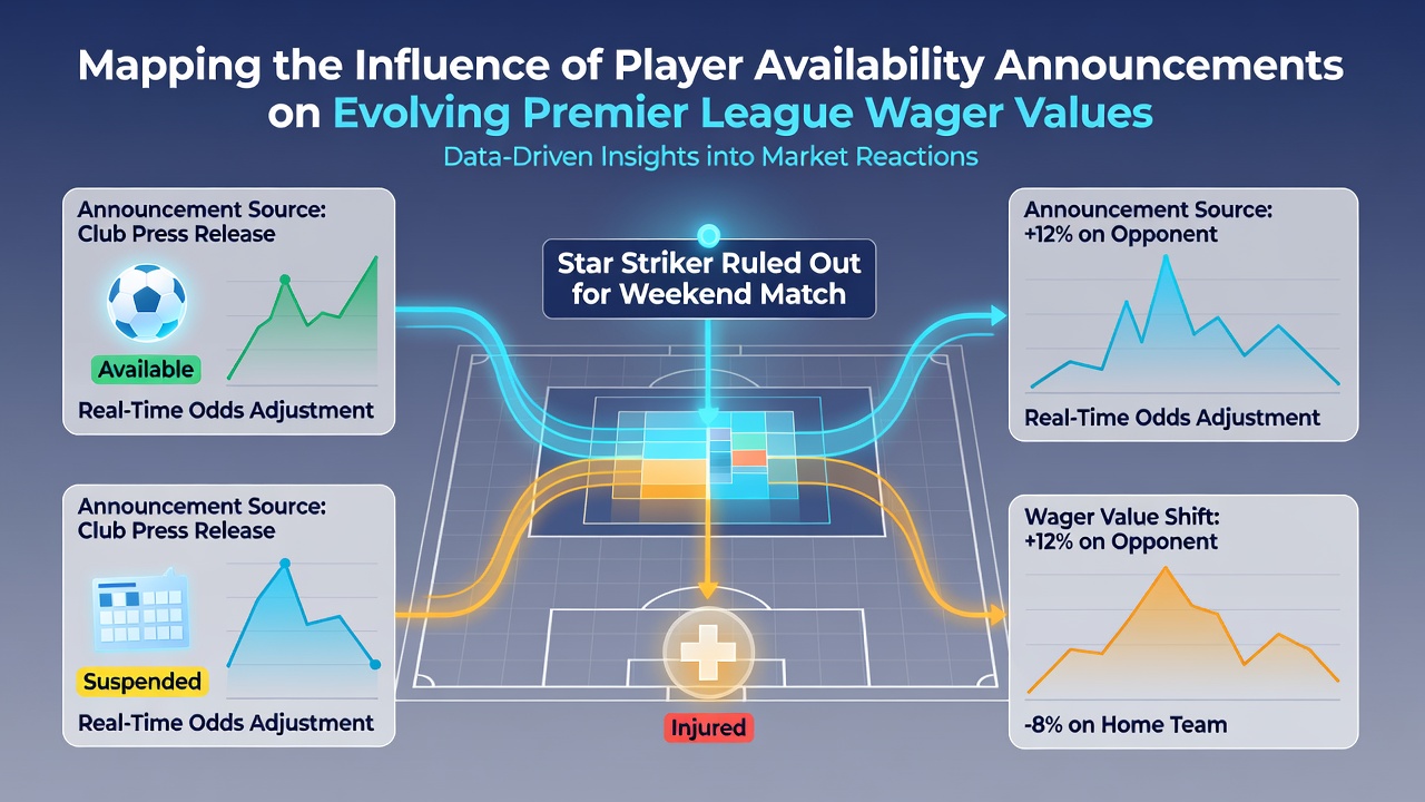 Data visualization charts displaying historical Premier League betting odds changes after player injury announcements