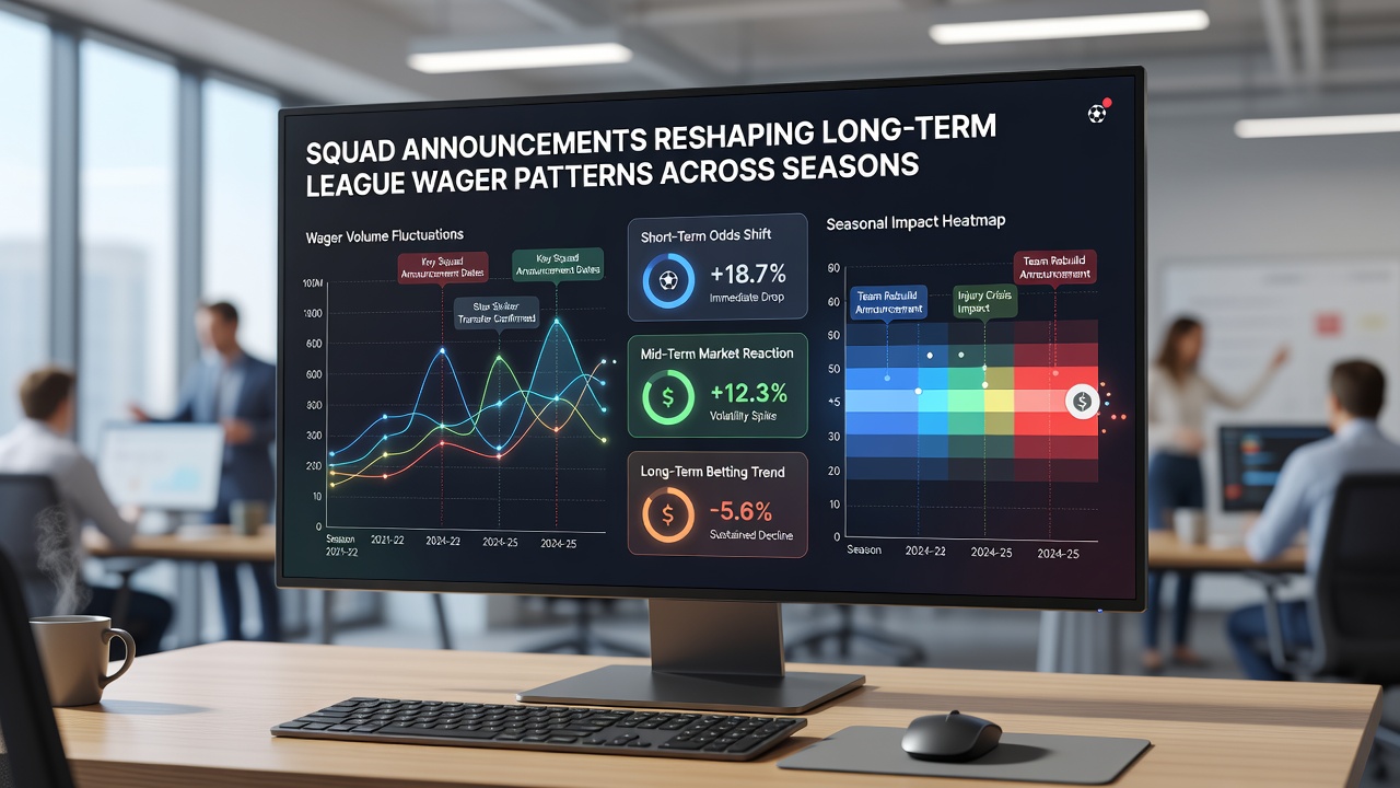 Betting charts showing odds fluctuations after football squad news